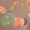 2m 10LED COTTOM BALL GARLAND LIGHTS STRING JULS XMAS OUTDOODAFIEGE WEDDING PARTY BABY BED FAIRY DECORATIONS Y0720