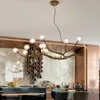 Rustico Ramo di un albero droplight Bolla di vetro Lampadario Illuminazione Bar Lampadari retrò Soffitto Decorazioni per la casa vintage Lustri Luce Fixtu268J