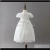 Sukienki Odzież Baby Kids Maternity Drop Dostawa 2021 Born Christening Gown Girl 024m Sukienka Set Hollow Solid Back Back Clars Odzież Baby Stroje