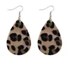 Fashion Leopard Print Leather Dangles Earrings Faux Horse Fur Hollow Out Teardrop Double Side Dangle Earring for Women Jewelry Accessories