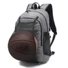 Outdoor Men's Sports Gym Bag Laptop Backpack USB Charging Travel Basketball Backpacks With Ball Holder Teenager Soccer Ball Pack Y0721