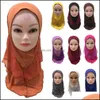 Beanie/Skl Hats Caps Hats, Scarves & Gloves Fashion Aessoriesramadan Muslim Kids Hijab Girls One Piece Amira Islamic Child Headscarf Prayer