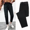 high waist jeans woman harem jeans Pink beige brown black plus size 32 mom pants jeans for women spring elastic waist 210417