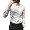 Chemises décontractées pour hommes Automne Business Hommes Chemise à manches longues Slim Rayé Salon de coiffure Garçons Salopette