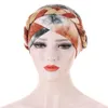 Braça Hijab Caps Inner Bonnet Headscarf Moda Tie-tintura Impressão Turbante Chapéu Muslim Cancer Cabeça Cabeça Pronto para usar