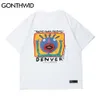 GONTHWID T-shirts à manches courtes Hip Hop Hommes Streetwear Funny Cartoon Imprimer Coton T-shirts Mode Casual Harajuku T-shirts en vrac Tops 210706