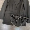 Summer Product Jacket Long-Sleeved Diamond Bow Slim Single-Breasted Button Blazer Ladies V-Neck Casual Coat 210525