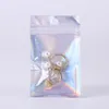 Verschillende ontwerpen Holographic Zip Lock Gift Verpakking Zakken met helder venster aan de voorkant Regenboog Ritssluiting Sealing Mylar Bag Horloge en Accessoires Pakket Pouch