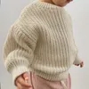 Casual enfants fille garçon pulls en tricot automne hiver couleur unie pulls amples enfants col rond à manches longues hauts pull 0-6 ans Y1024