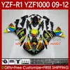 OEM Moto Ciało dla Yamaha YZF-R1 YZF1000 YZF 1000 CC R1 2009-2012 Bodyork 92NO.16 1000CC YZF R1 YZFR1 09 10 11 12 YZF-1000 2009 2011 2012 2012 Wróżki Zestaw Blue White Blk