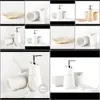 Aessory Bath Huis Tuin Decotalk Aessoires Set 4 Stks Nordic Badkamer Decoratie Blad-vorm Zandsteen El Wash Suite Drop Levering 2021 QRJI