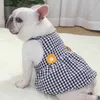 犬のための広いPlaid Fat Sのスカートの夏のブルドッグ媒体の服Pet Dress Pug