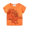 Jumping Meter Baby Jungen Cartoon T-Shirt Kinder EES Kurzarm Sommerkleidung mit gedruckten Dinosauriern OP Kinder Shirts 210529