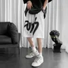 Hybskr verano hombres pantalones cortos graffiti impresión casual suelto hip hop streetwear moda harajuku pareja pantalones 210714