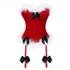 Bustiers Korsetts Weihnachten Sexy Dessous Bustier Rot Schwarz Burlesque Kostüme Damen Mrs Santa Claus Valentines Vollbrustkorsett Top Masq