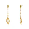 Dangle & Chandelier Hot-selling Metal Shell Round Piece Handmade Gold Long Chain White Special-shaped Pearl Earrings For Women Jewelry