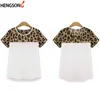 Leopard Print Patchwork Design Gullig Chiffon T-tröja Mode Nya Kvinnor Sommar T-shirt Kortärmad Top Kvinna Casual Tee G220228