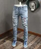 Patches Detalle Biker Fit Jeans Men Slim Motorcycle for Mens Vintage Angusado Denim Jean Pants