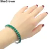 8x6mm Shecrown Sterk aanbevolen Top ING Real Green Emerald Red Ruby for Women Daily Wear Silver Bangle Bracelet 9.0Inch