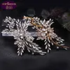 Küçük Çiçek Yan Klipi Headdress Diamond Tiara Barok Güzel Başlık Gelin Bayan Mücevher Taçları Gelin Düğün Taç Acces241E