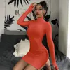 Seksi Gece Kulübü Bar Bodycon Elbise Uzun Kollu Sonbahar Moda Mini Kırmızı Siyah Beyaz Kulübü Skinny Kadın Streetwear Bırak 210520