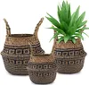 3st S/M/L SEAGRASS vävd förvaringskorg blomma kruka Tvättar Sundries Toy Container Hem Organisation Decoration Baskets