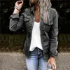 Fashion Denim Thin Coats For Women Autumn Spring Single Button Outerwear Tops Slim Jeans Jackets Plus Size XXL 211014