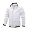 Män Vit Fashion Casual Jacket Windbreaker Bomber Sportswear 211217