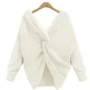 Damenpullover, zweiteilig, V-Ausschnitt, geknoteter Neckholder-Pullover, lange Ärmel, 8 Farben