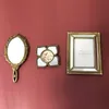 Mirrors Retro Gold Feather Hand-held Mirror Cosmetic Home Decoration European Baroque Style Old Modeling