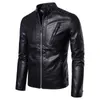 Herren Vintage Motorradjacke Herbst Stehkragen Mode Harajuku Reißverschluss Winddicht Biker Kunstlederjacke Herren Bomber 211009