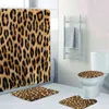 Girly Pink Ribbon Leopard Print Shower Curtain Set Modern Cheetah Leopard Bath Curtains for Bathroom Home Decor Curtains 211102277W