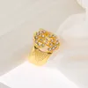 Fashionable Band Rings Crystal Rhinestone Dollar Sign Finger Size 7-13 Golden Plated Dollar Ring
