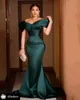 2022 Plus Size Arabisch Aso Ebi Hunter Green Mermaid Prom Dresses Sweetheart Satijn Sexy Avond Formele Partij Second Receptie Bruidsmeisjes Jurken Ceaw