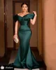 2022 Plus Size Arabo Aso Ebi Hunter Green Mermaid Prom Dresses Sweetheart Raso Sera sexy Festa formale Secondo ricevimento Abiti da damigella d'onore ceaw