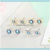 Stud JewelryStud 1Pair Crystal Turkish Evil Eye kleine oorbellen voor vrouwen Vintage Boheemse strass Round Sun Ear sieraden E6671 Drop Delive