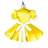 Yellow satin maid lockable Dress Cosplay Costume Tailor-made Y0913