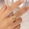 Punk Adjustable Belt Buckle Zircon Crystal Rings Detachable Metal Soft Chain Ring Luxury Statement Finger for Women Men