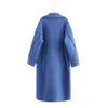 Outono inverno mulheres Royal Blue Teddy casaco elegante feminino grosso quente cashmere casaco meninas casuais streetwear 211019