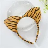 Velvet Peluş Karikatür Hayvan Kulak Saç Band Hoops Çocuk Kızlar Leopard Tiger İnek Kedi Zürafa Kafa Bantları Noel Cosplay Props Favor G3719665