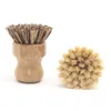 Round Wood Brush Pincel Potenciômetro Potenciômetro Panela Sisal Palm Bambu Cozinha Fruta Limpeza Escovas RRB11890