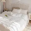 Sängkläder Ställer in Chic Pitch Plisserad Duvet Skal med Tether Decoration 100% Bomull Set 4PCS Soft 1.5 / 1.6 / 1.8 / 2.0m Bedskirt Pillowcases