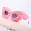 Plush Winter Sunglasses Ladies Fashion Cat Eye Sun Glasses Women Vibrato Shield Party Furry Eyewear