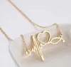 Simple Stainless Steel Necklaces Stethoscope Electrocardiogram Necklace Fashion Love Heart Choker Chain