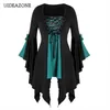 Uideazone Lentejuelas Patchwork Vintage Gótico Vendaje Vestido de mujer Irregular Goth Vampiro Bruja Vestidos Medieval Renacimiento Cosplay Y0903