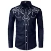 Mens Black Casual Button Down Dress Shirts Fashion Floral Embroidery Shirt Men Party Wedding Tuxedo Shirt Male Chemise 210524