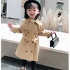 Nieuwe Lente Herfst Tench Coats Kinderbovenkleding Mode Meisje Lange Jas Peuter Babyjas Windbreaker Kinderkleding 20220302 H1