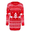 Women Snowflake Print Knitted Dresses Fashion Trend Christmas Long Sleeve Short Skirts Designer Winter Female Casual Knitting Sweater Dress