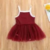 0-18M born Infant Baby Girls Tutu Dress Tulle Party 1st Birthday es For Girl Christmas Red 210515