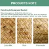 5 Girds Large Seagrass Storage Box Sundries Container Case Handmade Basket Kitchen Organizer for Home Office Supplies 210922